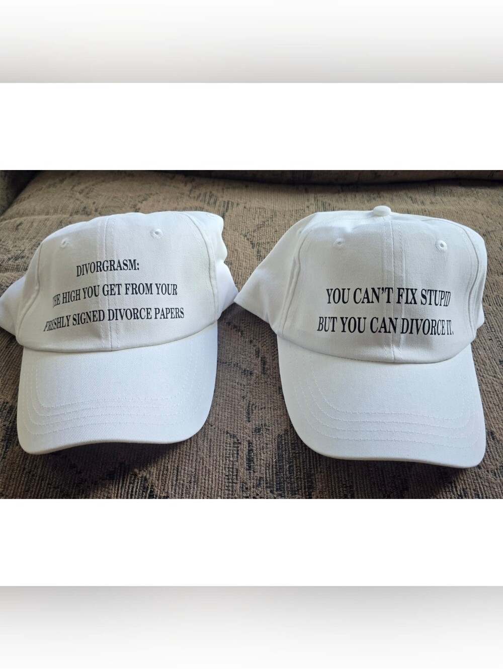 Funny Unisex Silkscreened Divorce Celebration Caps Brand New